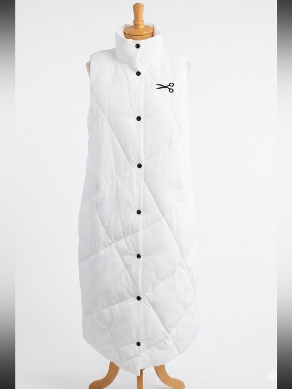 YOU . U WHITE FLOOR LENGTH QUILTED MAXI VEST OUTERWEAR